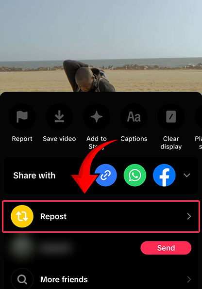 Repost video on tiktok