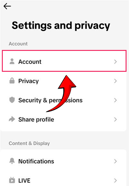 Next, Tap Account