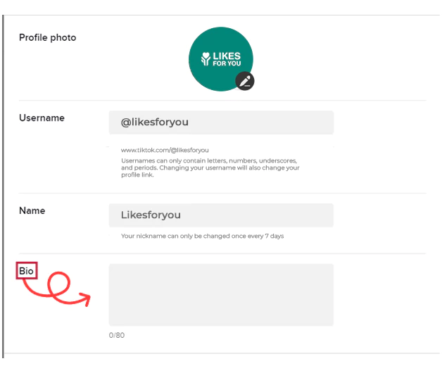 Edit Tiktok Bio