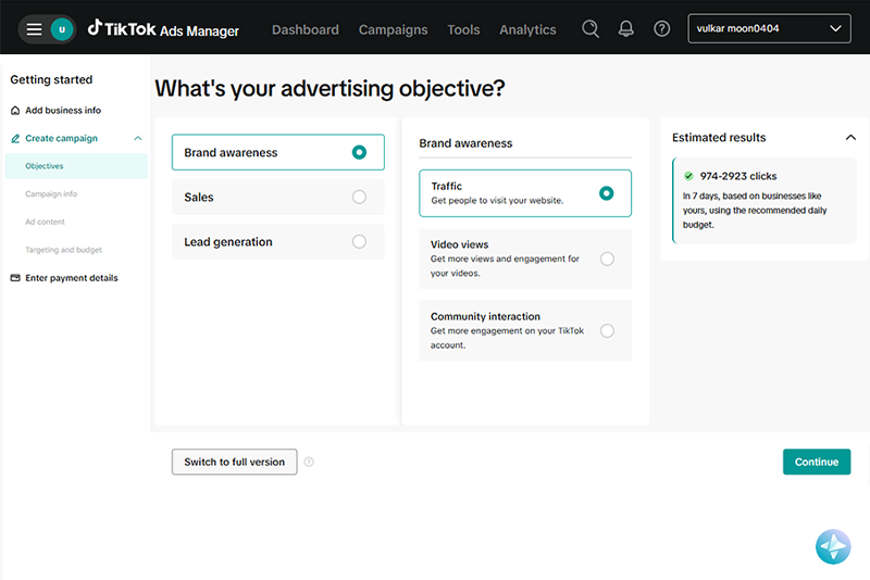 Access the Ads Manager dashboard