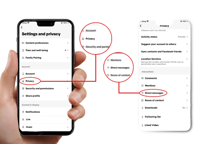 Tap Privacy and direct messages.
