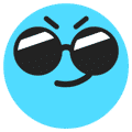blue face with sunglasses on looking cool