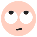 pink face rolling eyes in back of head