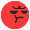 red face with frown  emoji