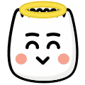 dumpling face with halo on head emoji