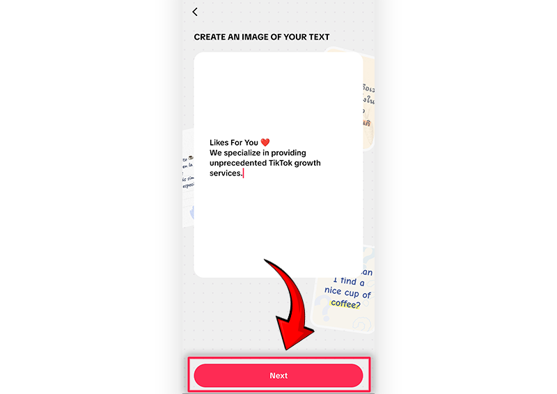 Type the post on the blank canvas